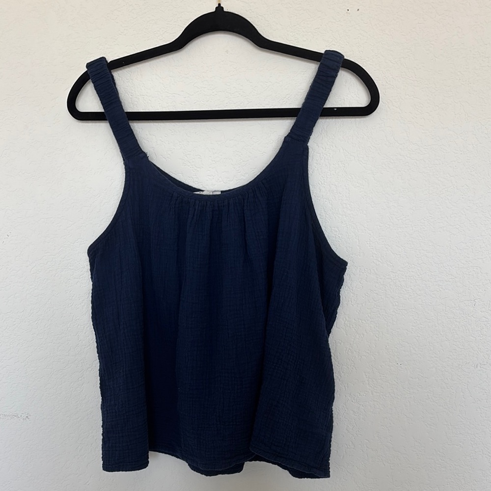 a.n.a Blue Sleeveless Relaxed Tank Top